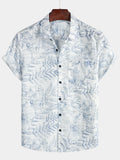 Chemise hawaïenne blanche à manches courtes à imprimé floral rétro pour homme