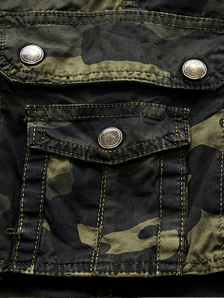 Short camouflage décontracté en coton de couleur unie de grande taille pour hommes
