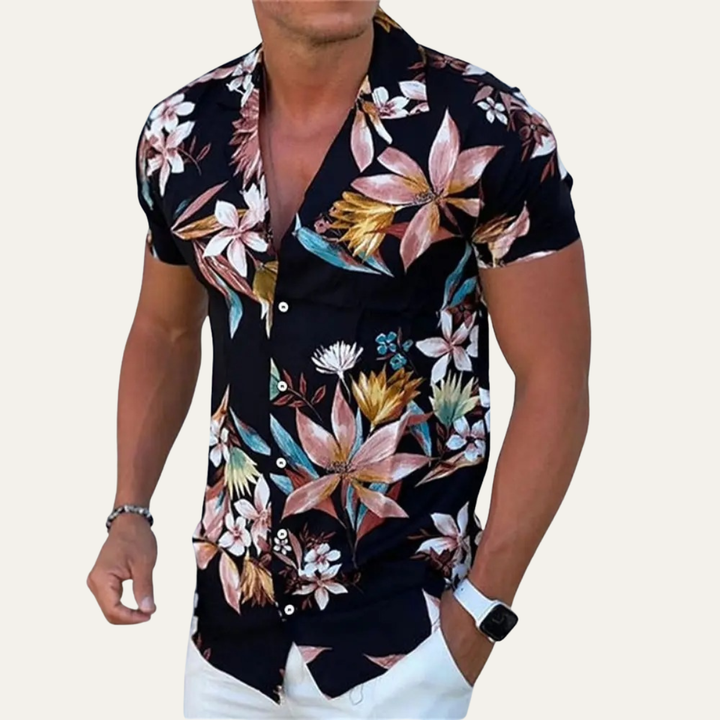 La chemise de plage hawaïenne tendance pour hommes Ridgefall avec imprimé tropical de noix de coco