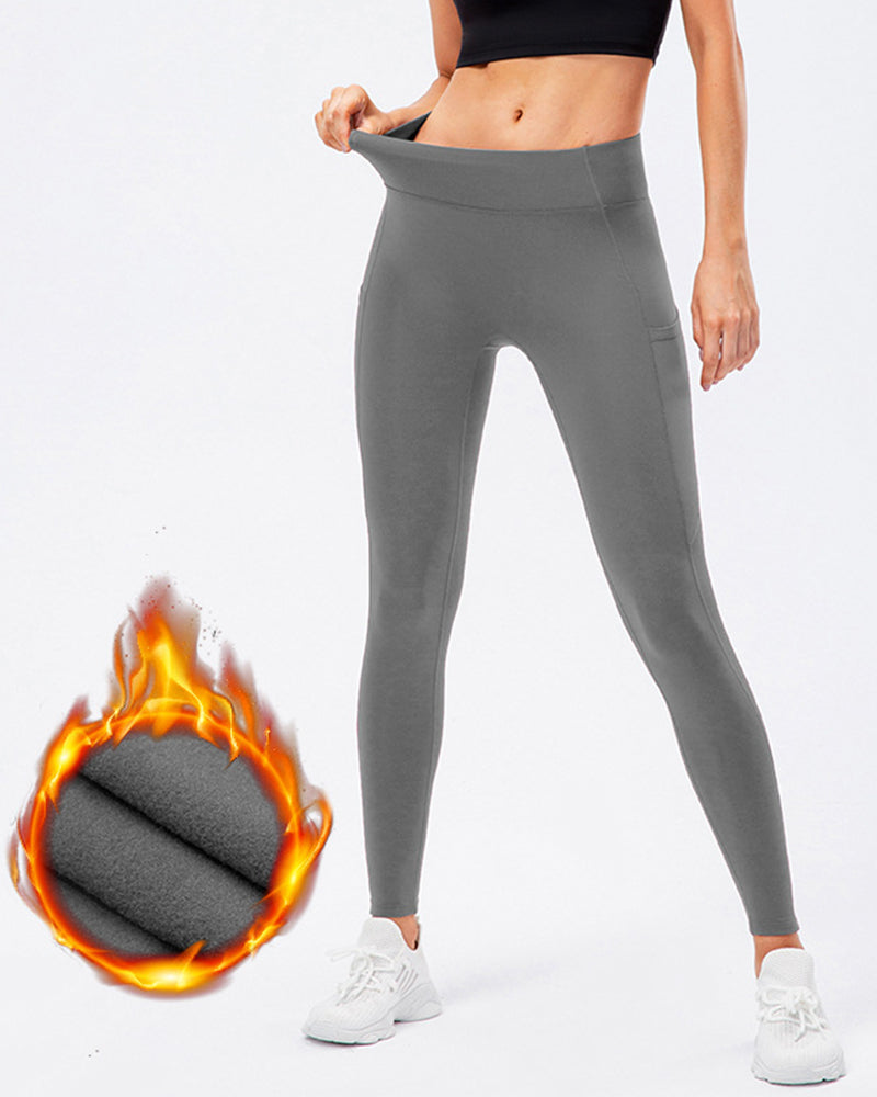 Legging de couleur unie avec poches en polaire