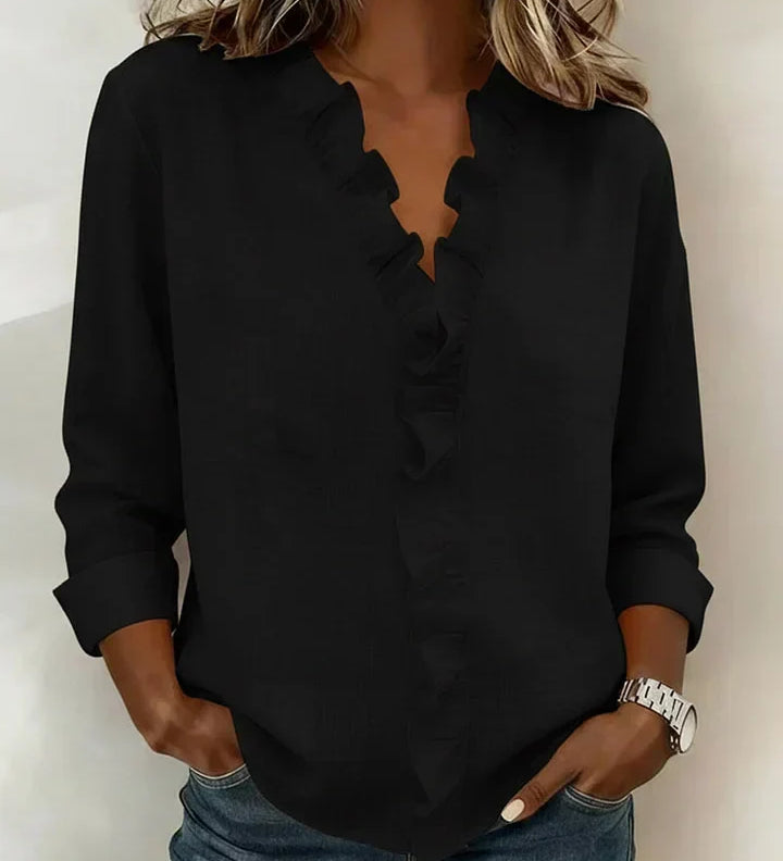 Anora | Blouse à volants et col en V