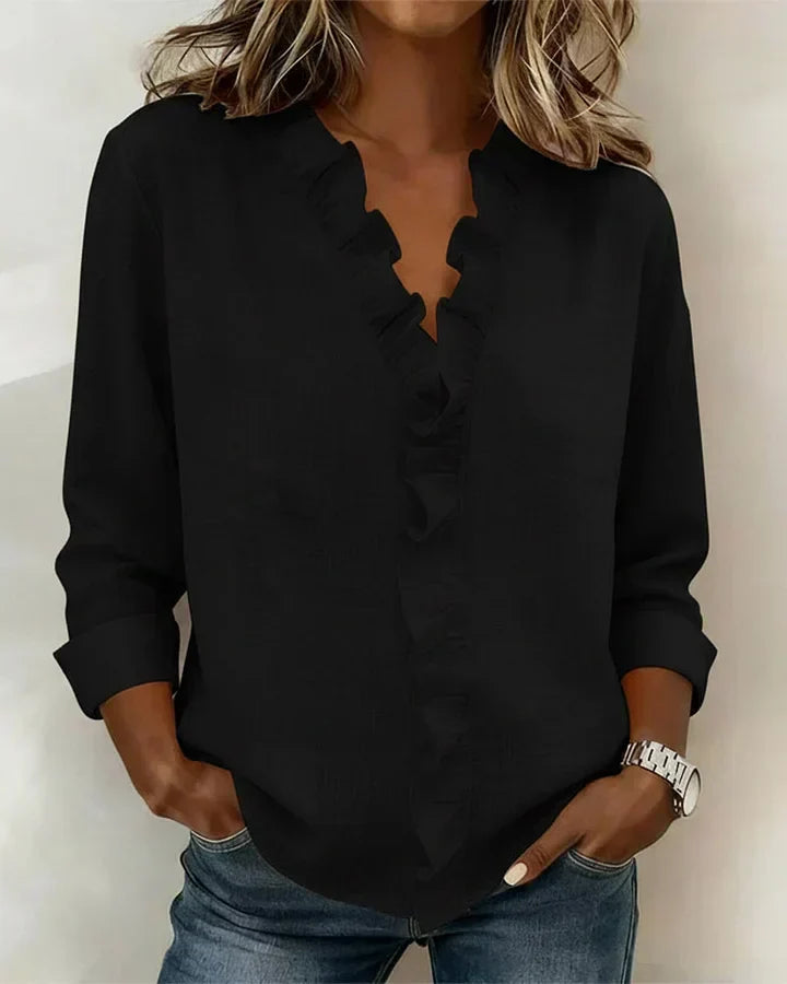Anora | Blouse à volants et col en V