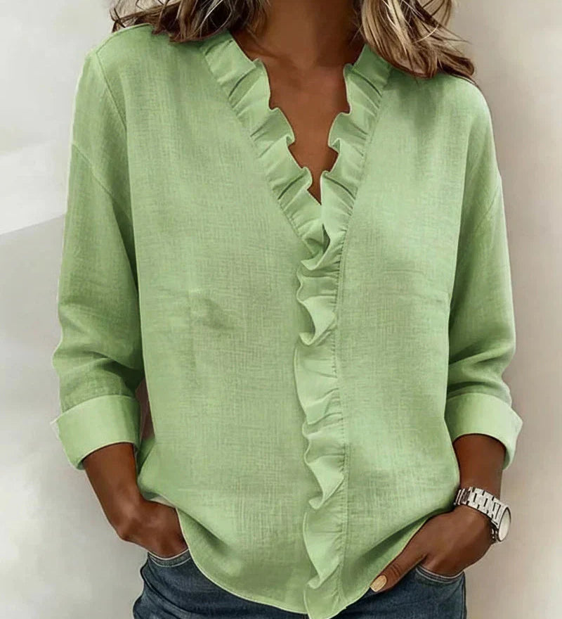 Anora | Blouse à volants et col en V