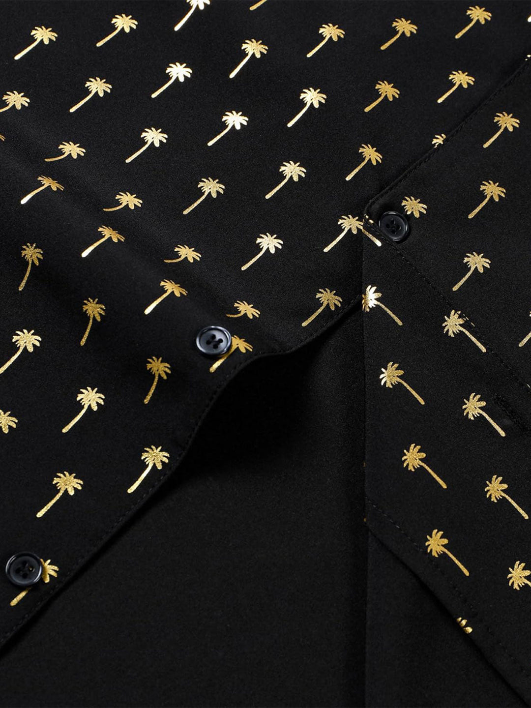 Chemise à manches courtes et col cubain Golden Palm Tree pour homme