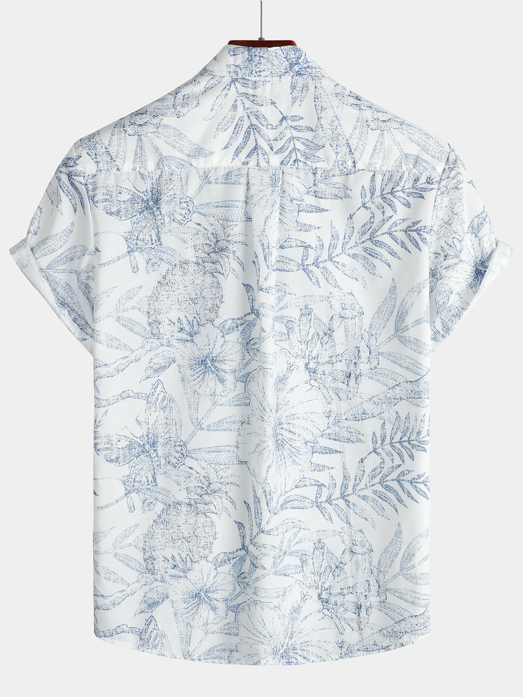 Chemise hawaïenne blanche à manches courtes à imprimé floral rétro pour homme