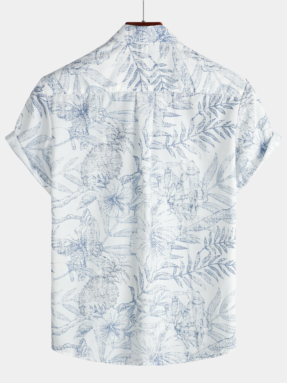 Chemise hawaïenne blanche à manches courtes à imprimé floral rétro pour homme