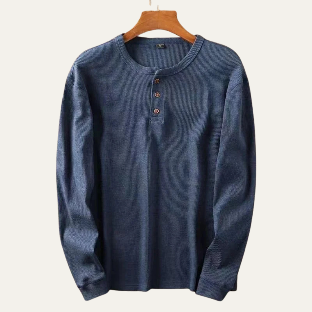 La chemise Henley thermique en coton à mailles de la Glenhurst Park pour hommes, coupe slim