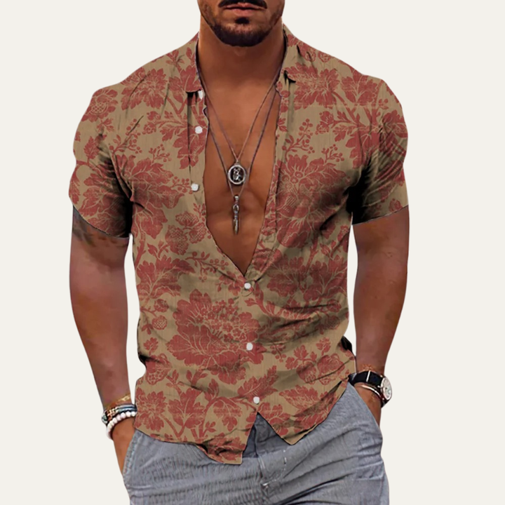 La chemise de plage hawaïenne tendance pour hommes Ridgefall avec imprimé tropical de noix de coco