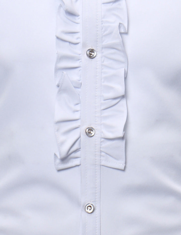 Chemise de smoking à manches longues en dentelle à col montant pour hommes