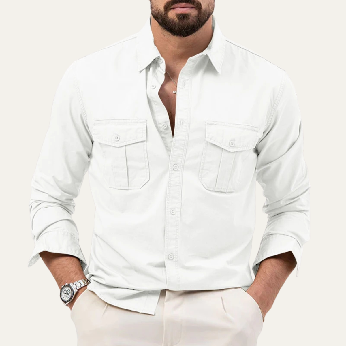 La chemise à boutons rétro unie pour homme Brookwater