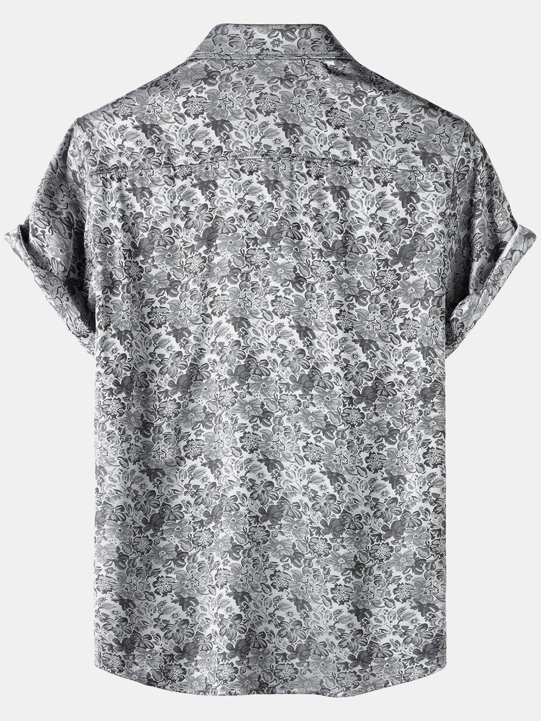 Chemise à manches courtes en satin de soie jacquard à imprimé floral pour homme