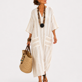 Caftan Aisha Blanc Rayures