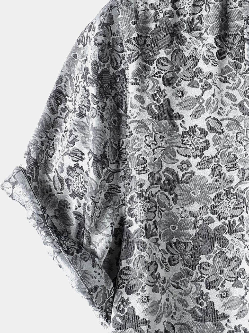 Chemise à manches courtes en satin de soie jacquard à imprimé floral pour homme