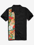Chemise à manches courtes en coton Vintage Pocket Summer Bowling Beach pour hommes