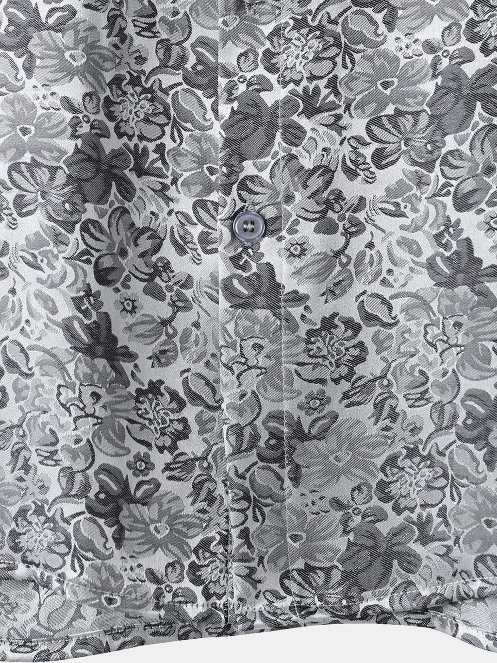 Chemise à manches courtes en satin de soie jacquard à imprimé floral pour homme