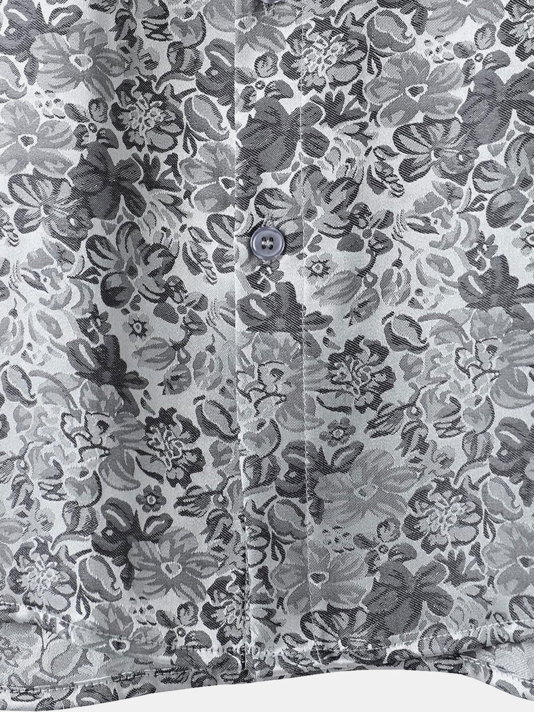 Chemise à manches courtes en satin de soie jacquard à imprimé floral pour homme