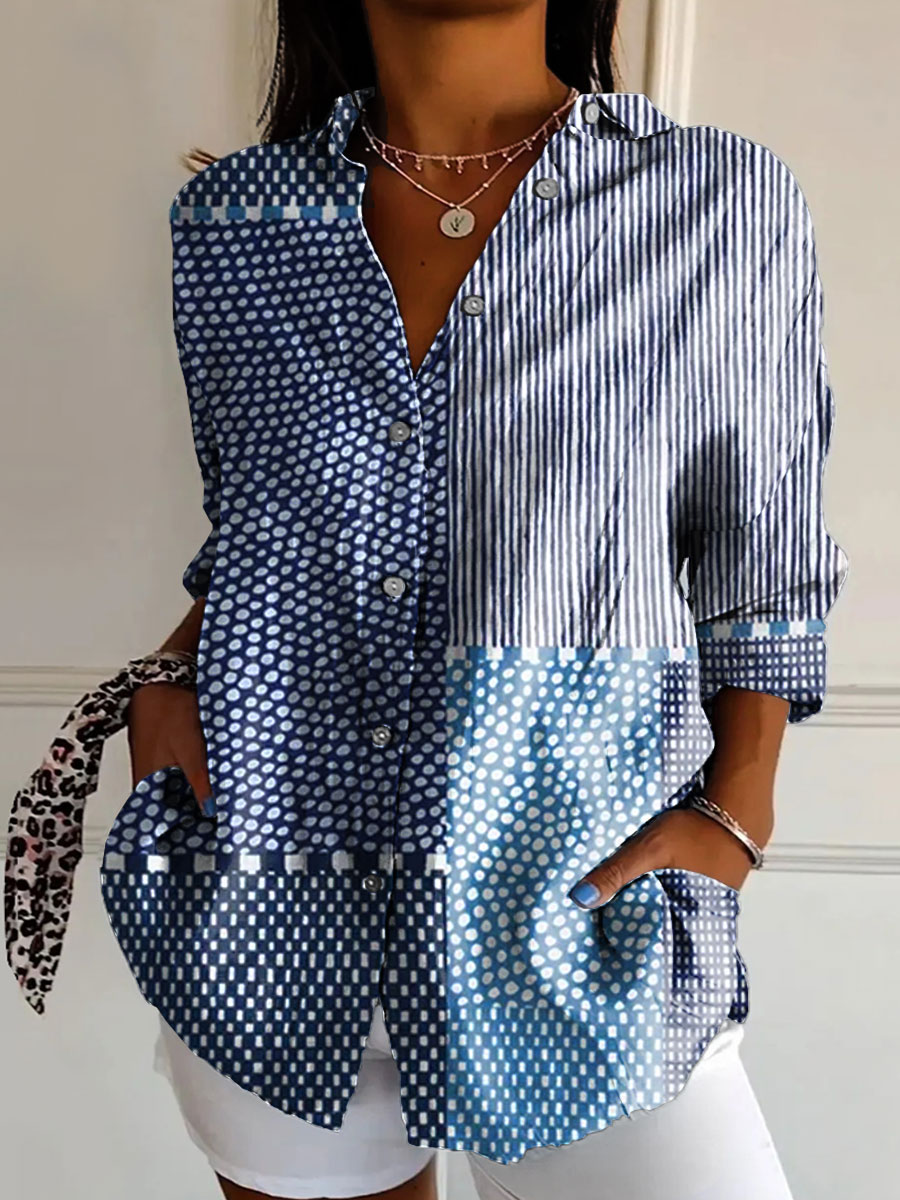 Mette | Chemise à motif mosaïque bleue