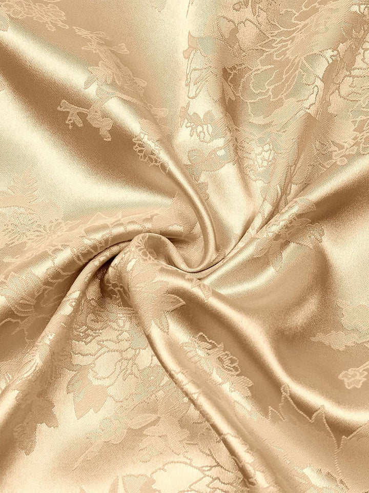 Chemise à manches courtes en satin de soie à poches et jacquard floral pour homme