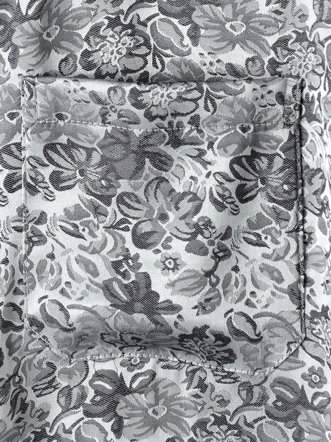 Chemise à manches courtes en satin de soie jacquard à imprimé floral pour homme