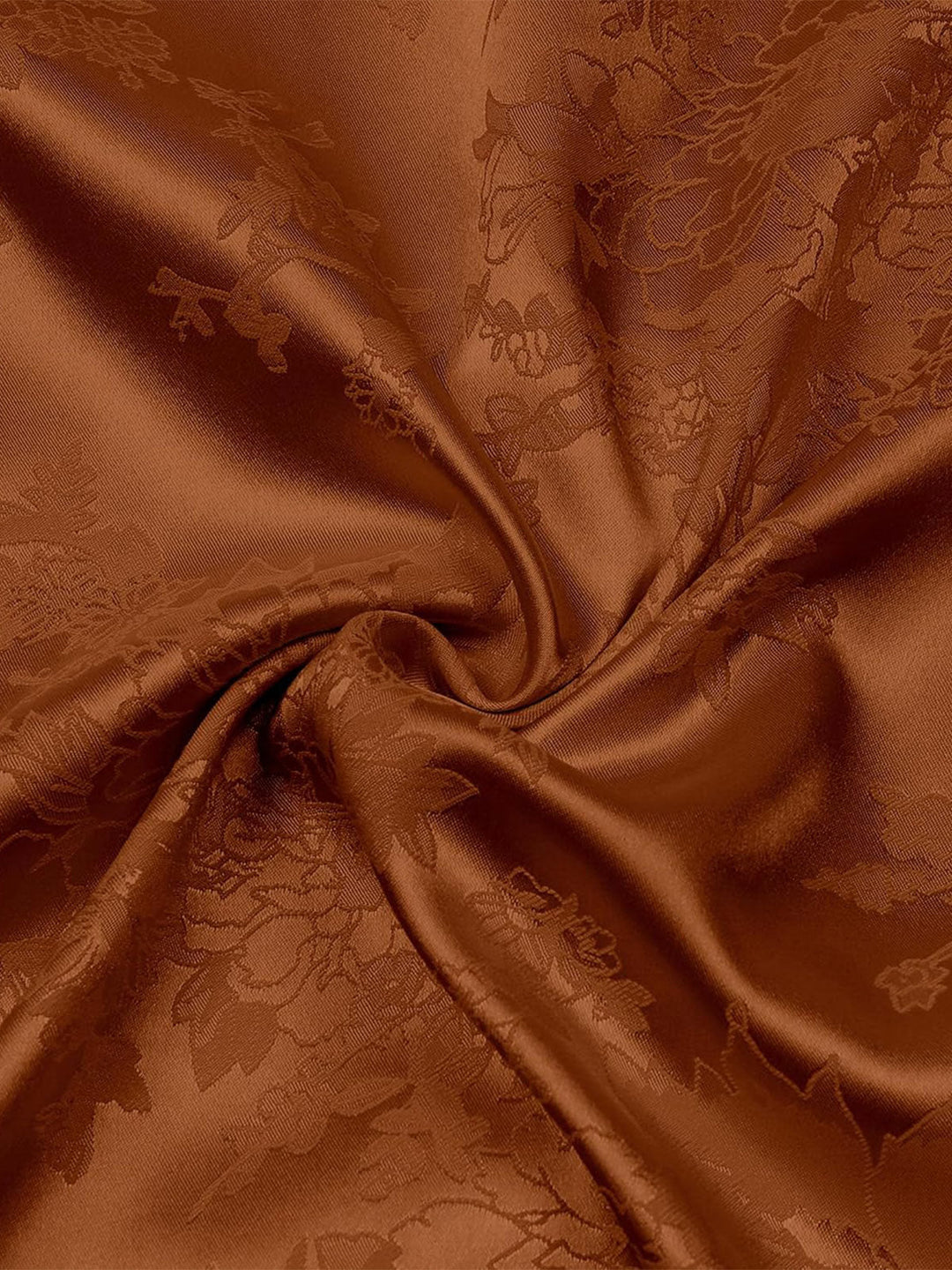 Chemise à manches courtes en satin de soie à motif floral et jacquard marron pour homme