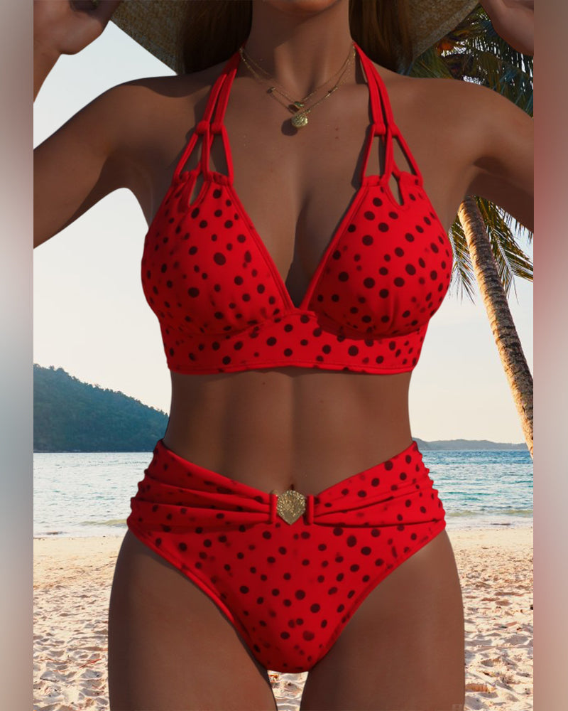 Maillot de bain deux pièces sexy à pois
