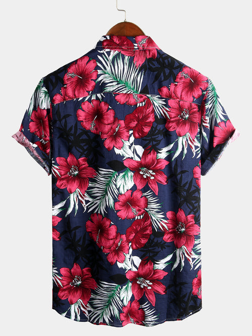 Chemise à Manches Courtes à Fleurs pour Homme