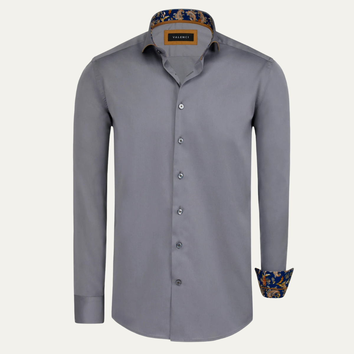 La chemise habillée en satin de coton sur mesure pour homme Mayfair - Gris
