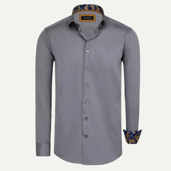 La chemise habillée en satin de coton sur mesure pour homme Mayfair - Gris