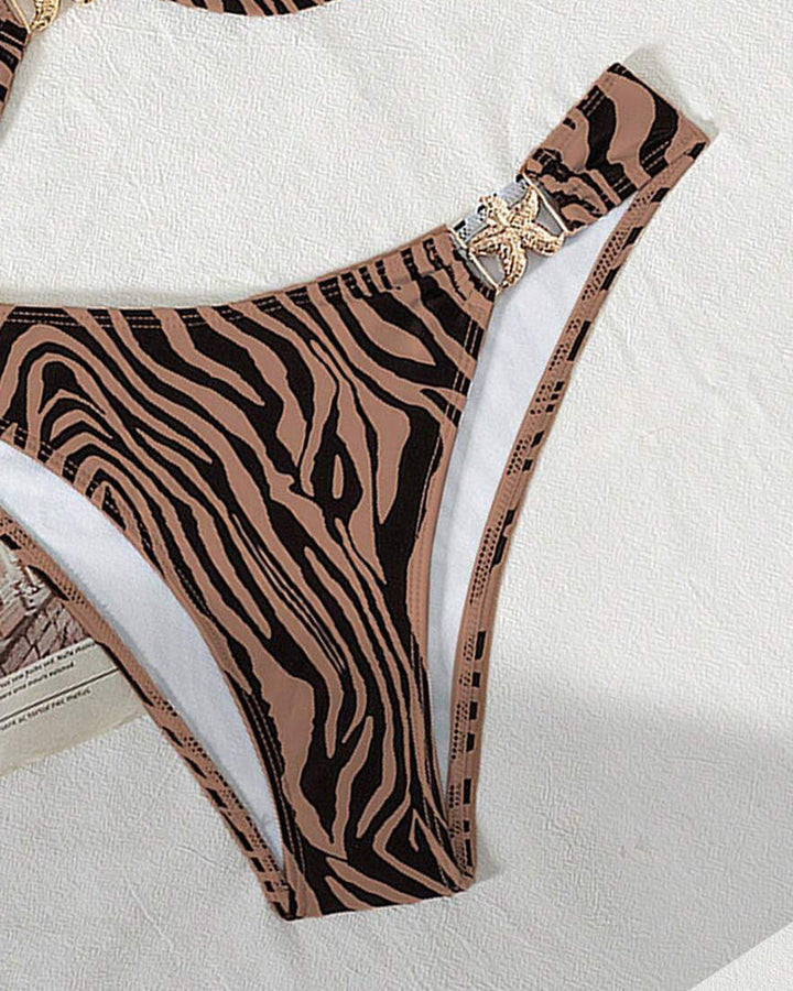 Bikini Imprimé Zèbre Sexy Lacé