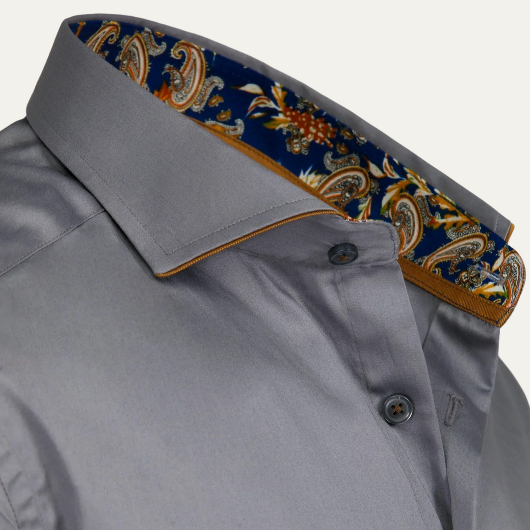 La chemise habillée en satin de coton sur mesure pour homme Mayfair - Gris