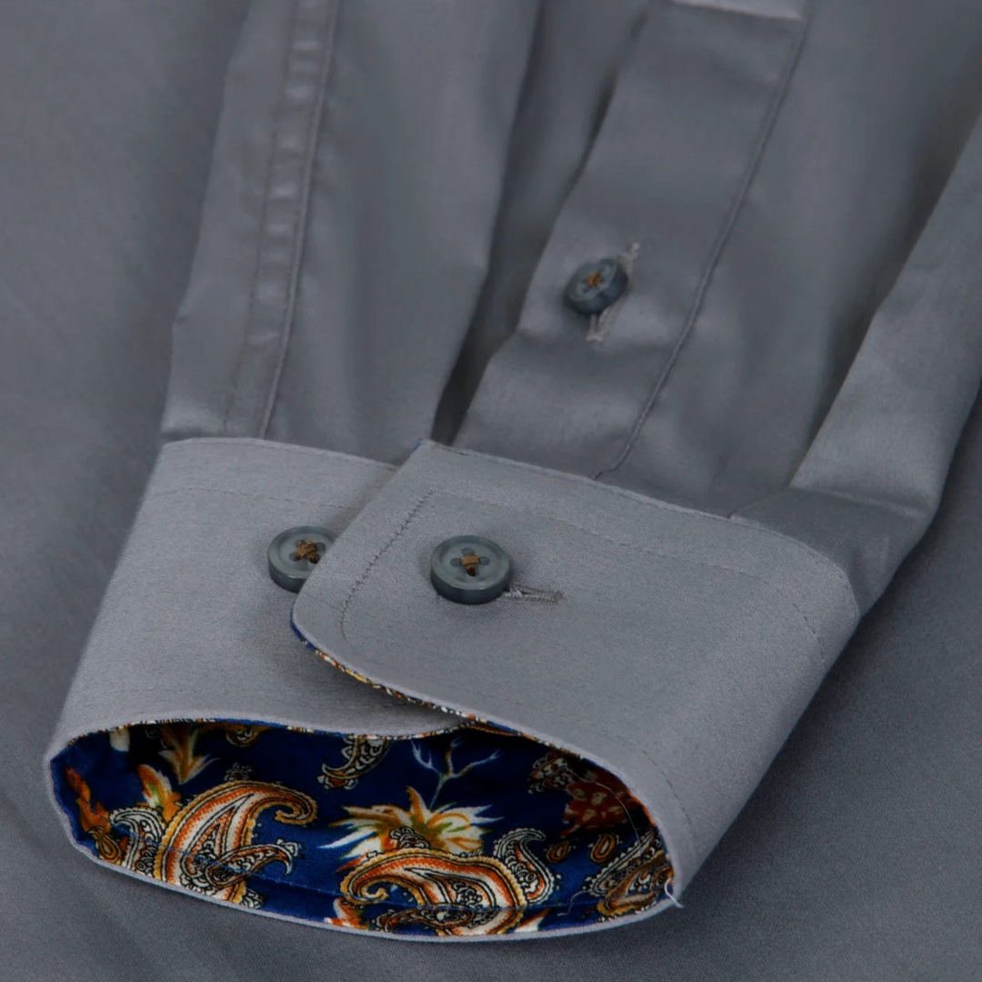 La chemise habillée en satin de coton sur mesure pour homme Mayfair - Gris