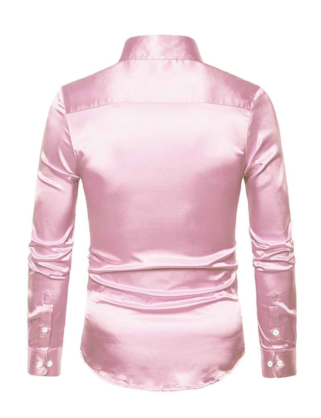 Chemise de soirée à manches longues en satin lisse boutonné pour homme