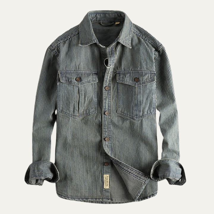 La Veste Chemise en Denim Vintage Rayée pour Homme Ridgepark