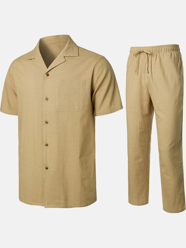 Ensemble chemise et pantalon Guayabera cubains décontractés pour homme, ensemble d&