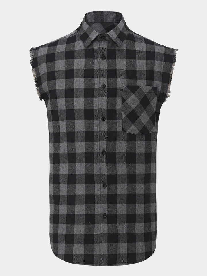Chemise Homme Décontractée à Carreaux Sans Manches Style Plage