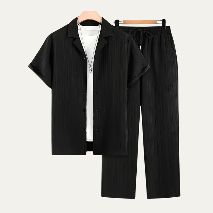Le Set Deux Pièces en Lin pour Homme Dervio – Chemise Légère à Boutons &amp; Pantalons Décontractés