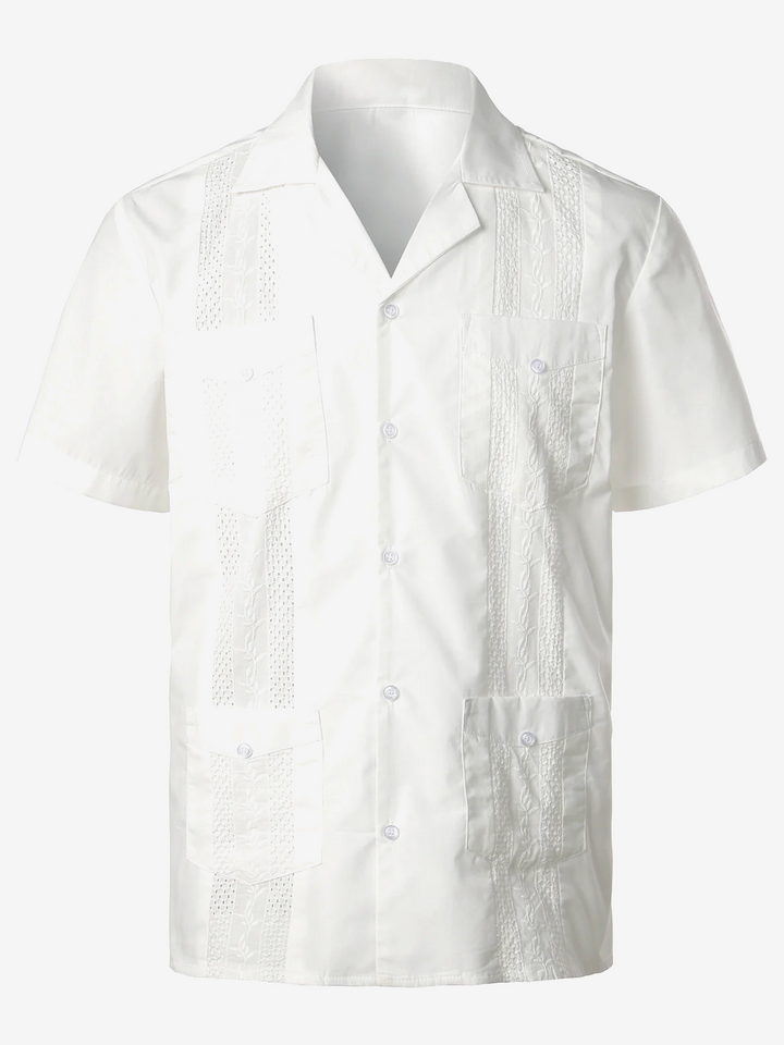 Chemisette à tissage jacquard en coton de couleur unie