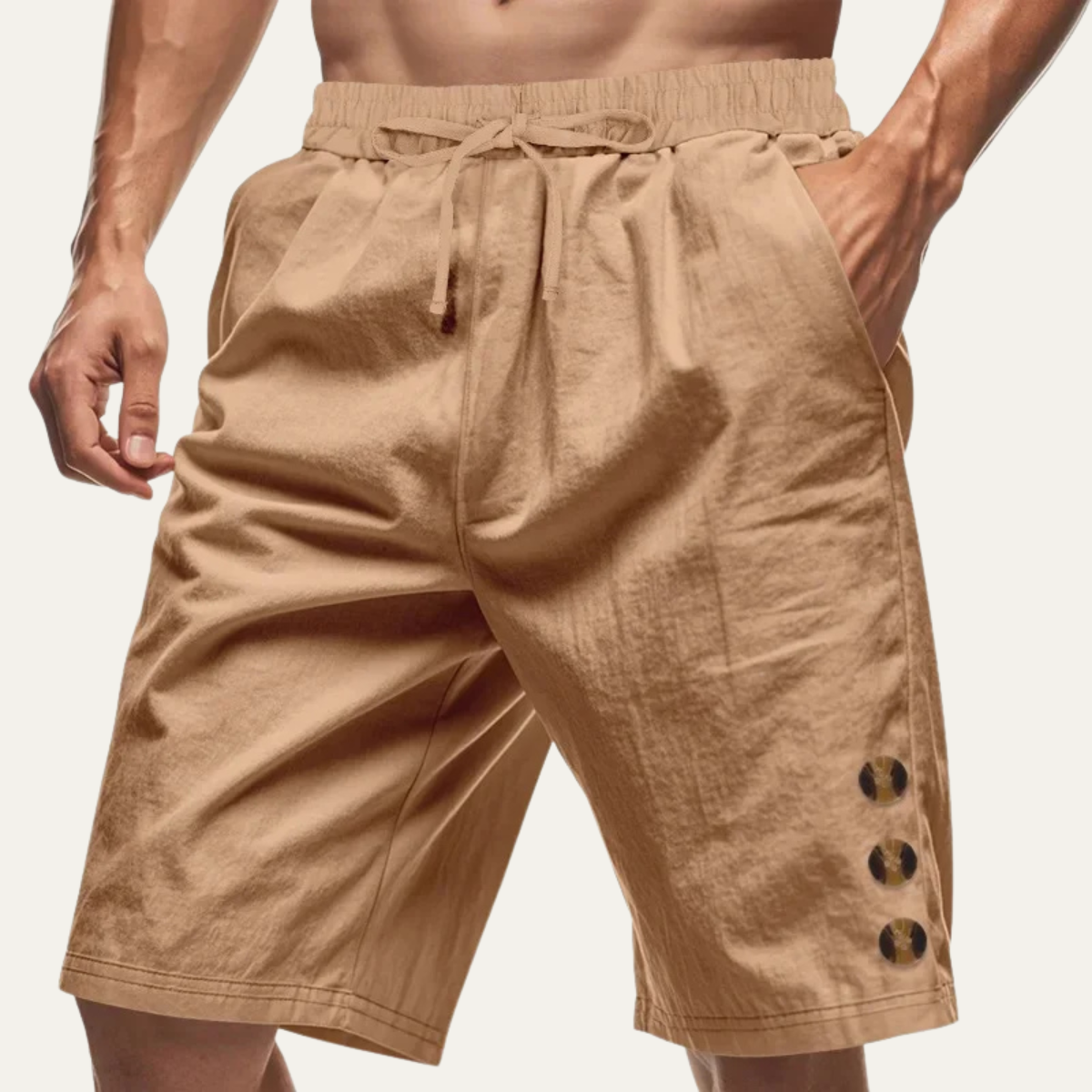 Shorts d'été décontractés pour hommes Ashbury avec détails de boutons et cordon de serrage