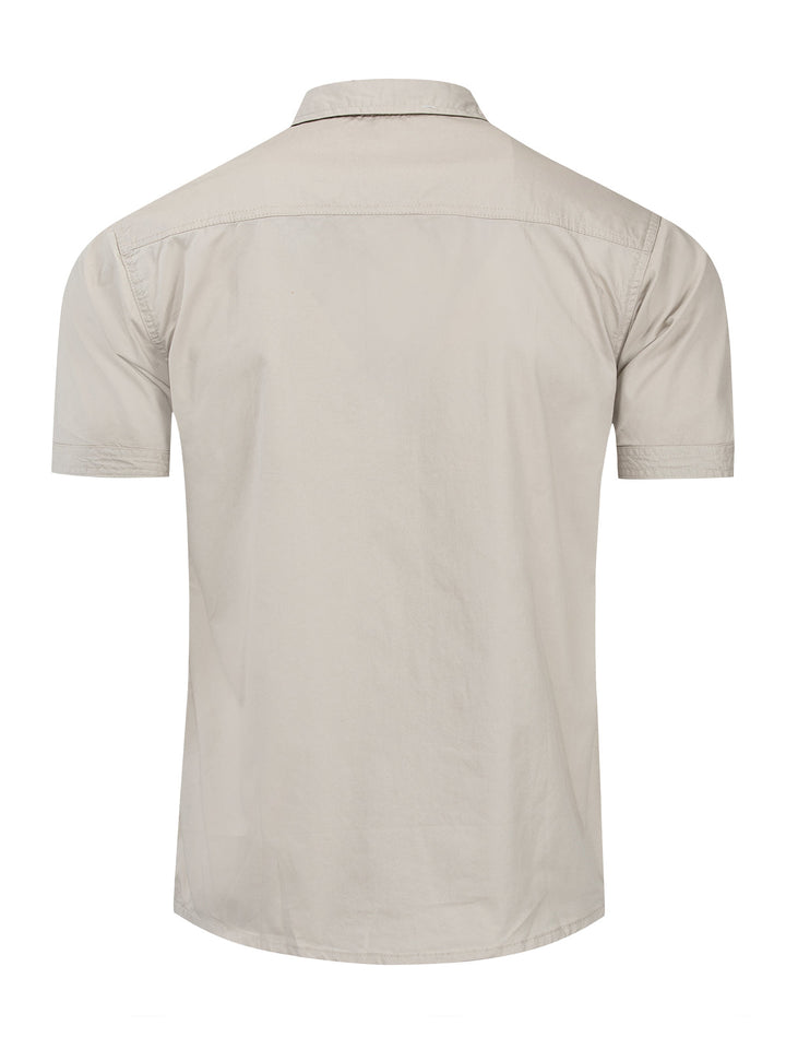 Chemise décontractée à manches courtes en coton avec poche extérieure pour hommes