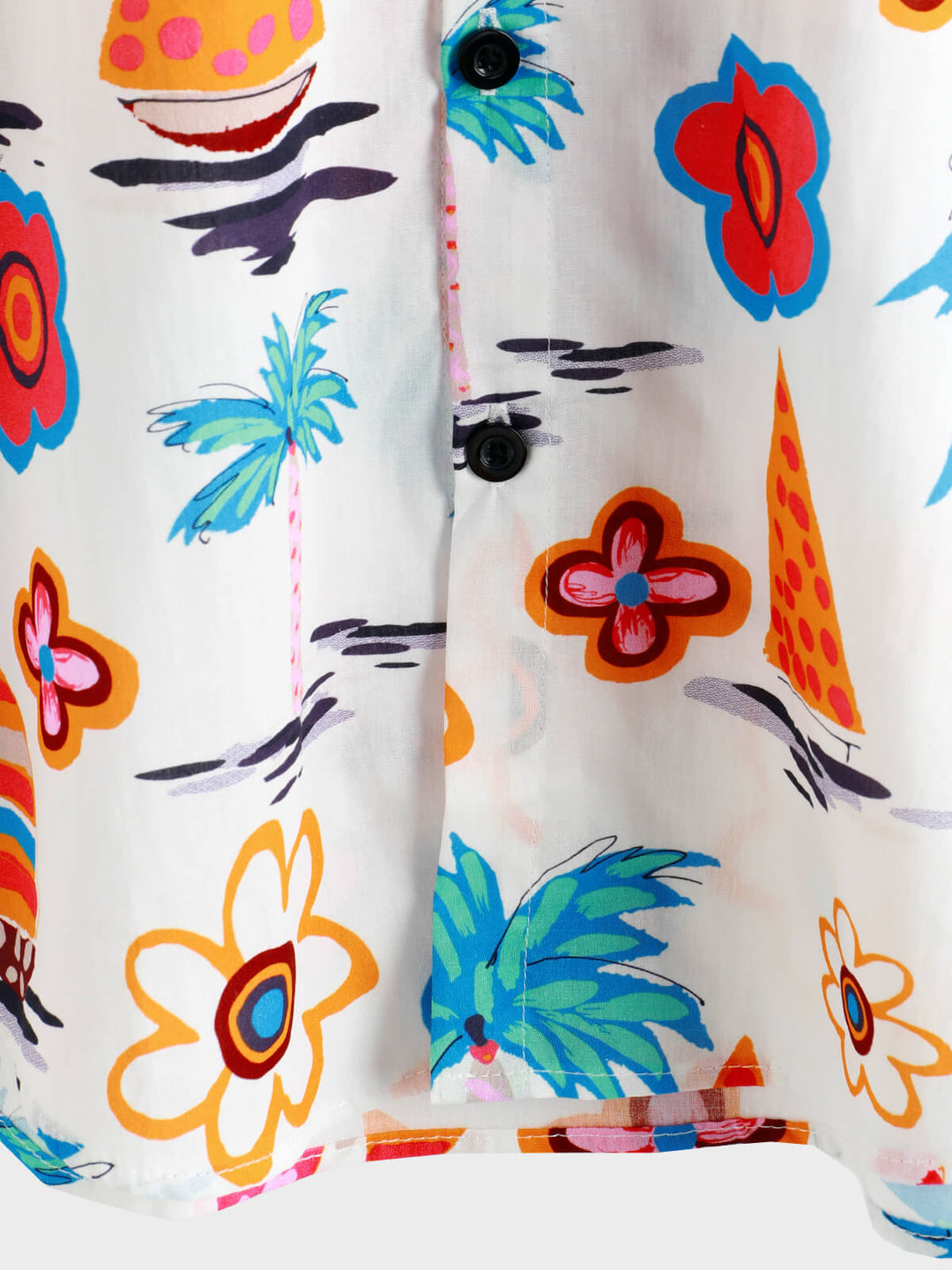 Chemise hawaïenne boutonnée à manches courtes en coton à imprimé tropical pour homme