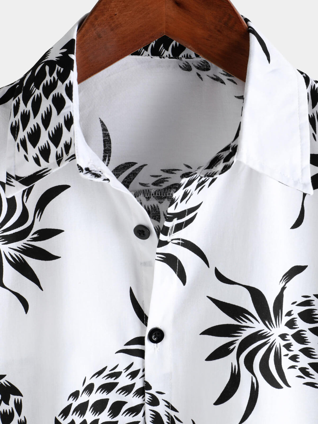 Chemise hawaïenne boutonnée à manches courtes en coton imprimé ananas pour homme