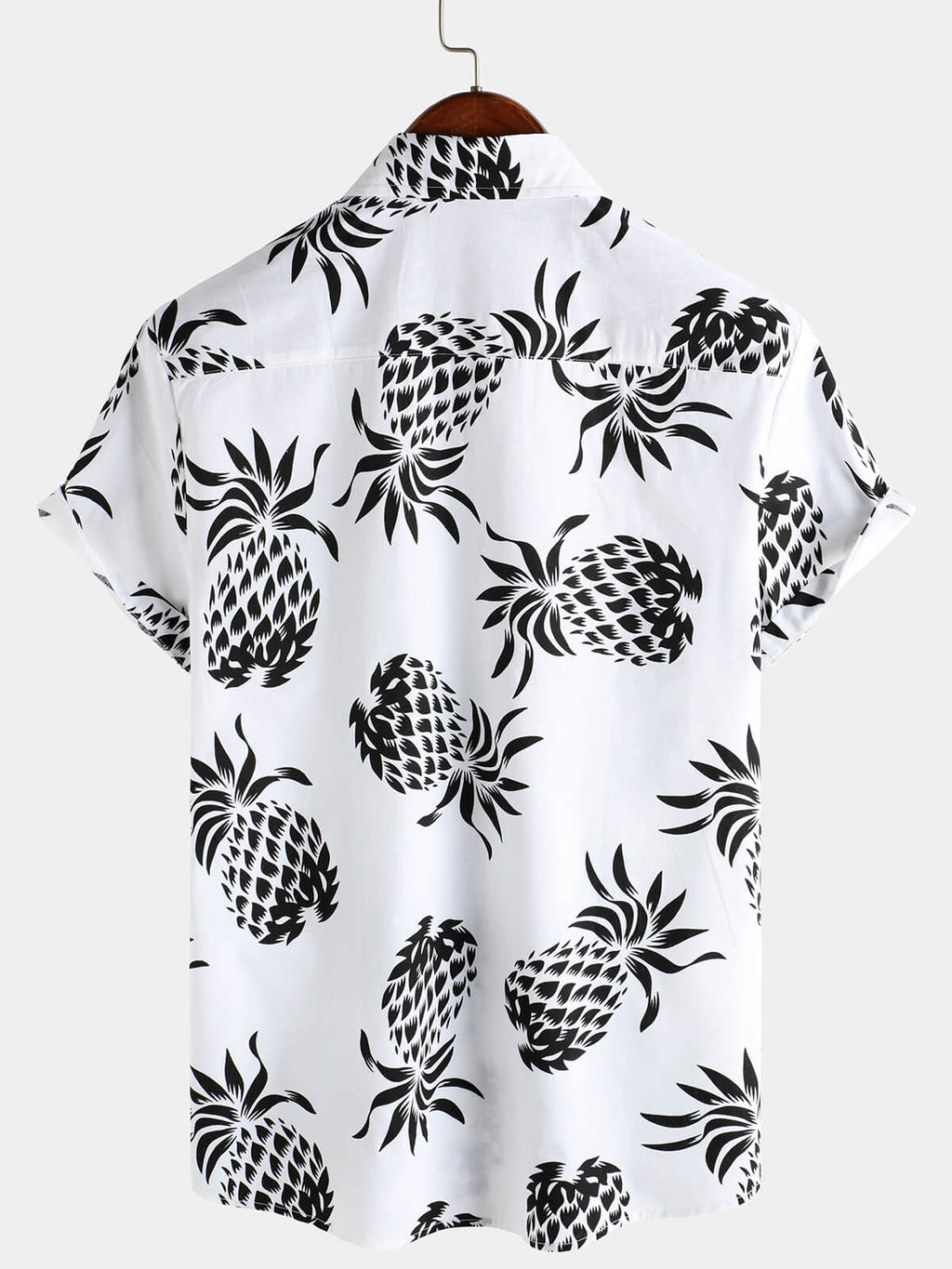 Chemise hawaïenne boutonnée à manches courtes en coton imprimé ananas pour homme