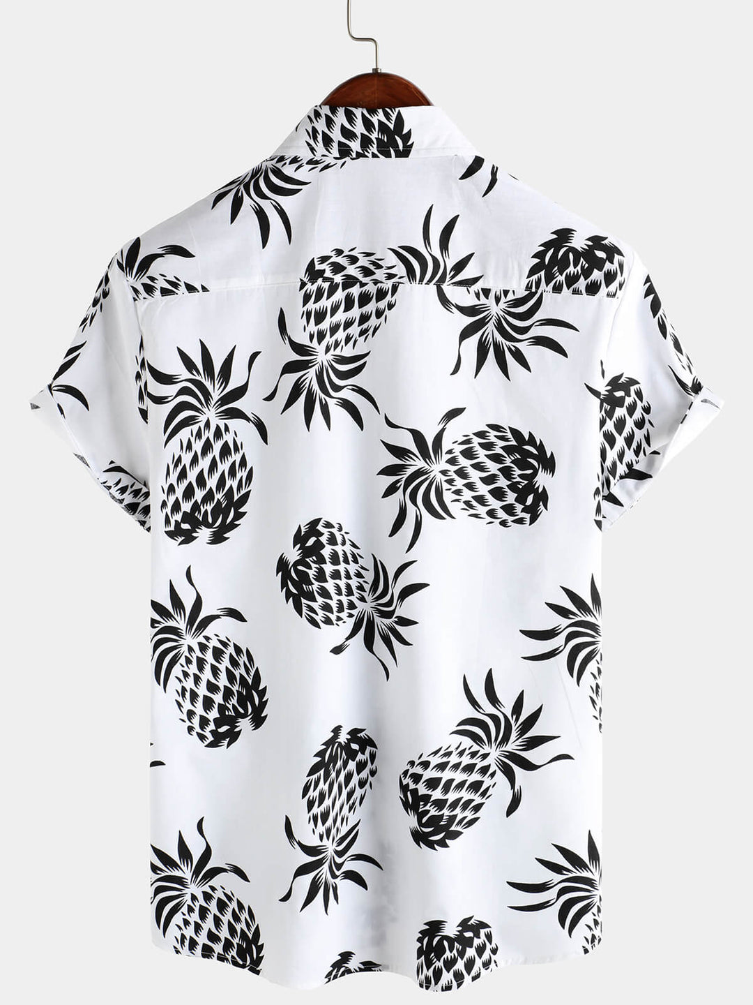 Chemise hawaïenne boutonnée à manches courtes en coton imprimé ananas pour homme