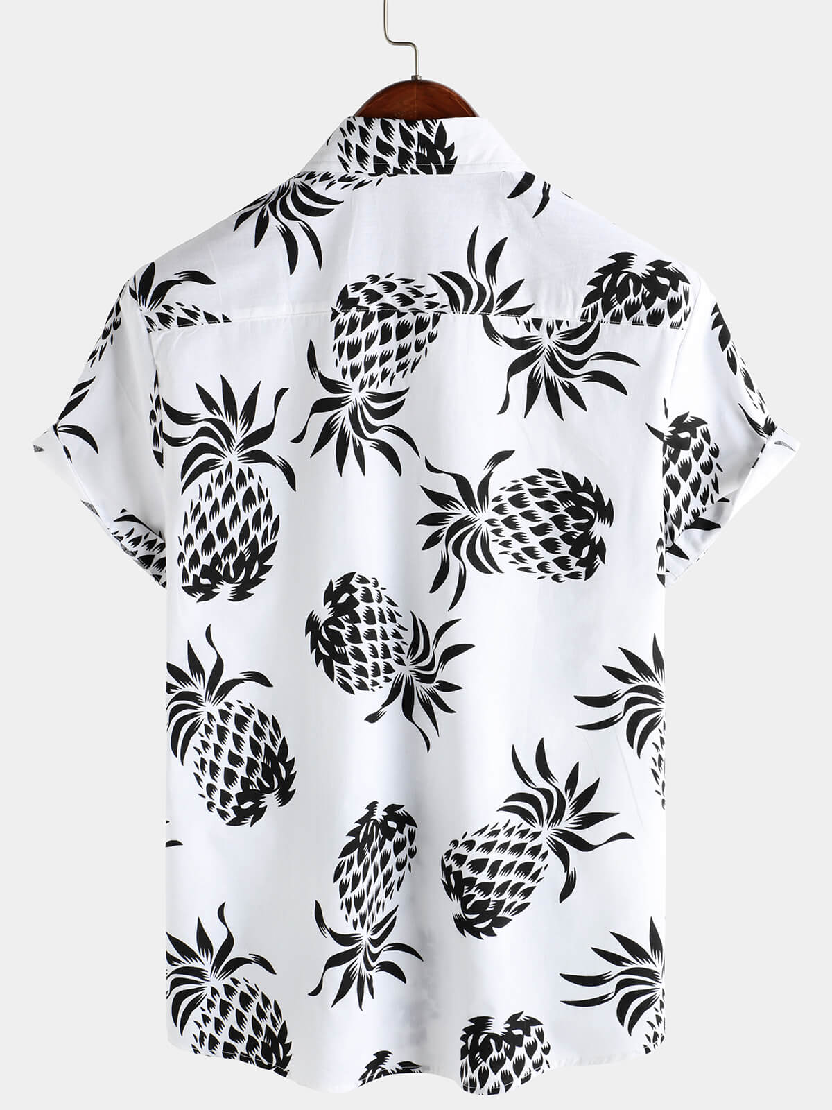 Chemise hawaïenne boutonnée à manches courtes en coton imprimé ananas pour homme