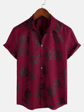 Chemise hawaïenne boutonnée à manches courtes en coton imprimé ananas pour homme