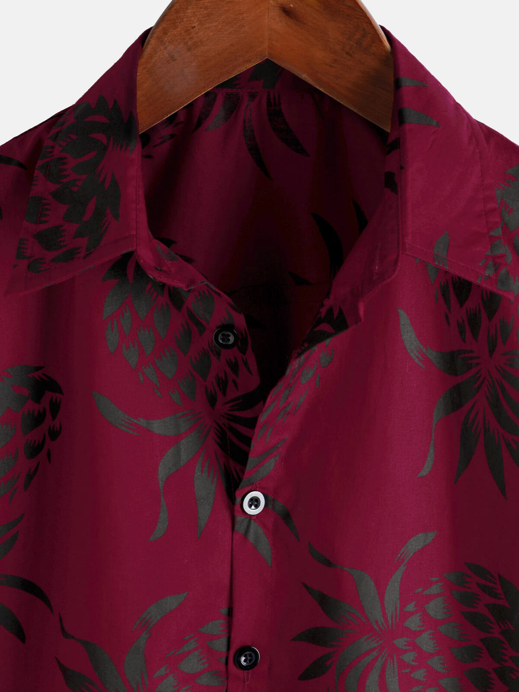 Chemise hawaïenne boutonnée à manches courtes en coton imprimé ananas pour homme