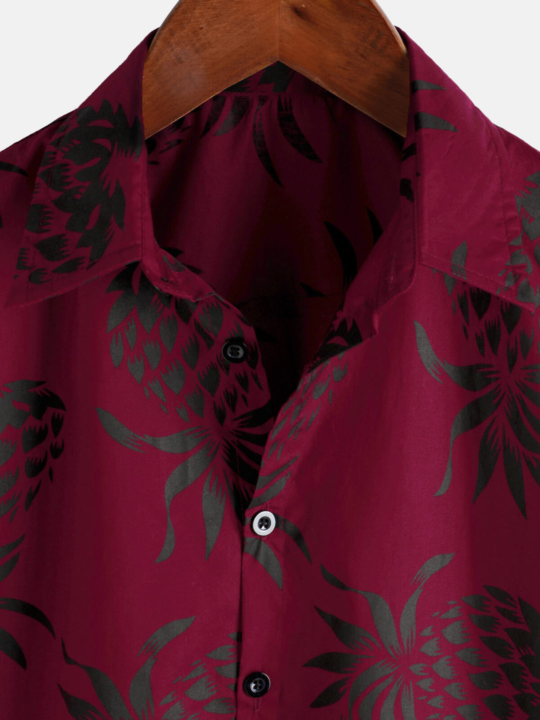 Chemise hawaïenne boutonnée à manches courtes en coton imprimé ananas pour homme