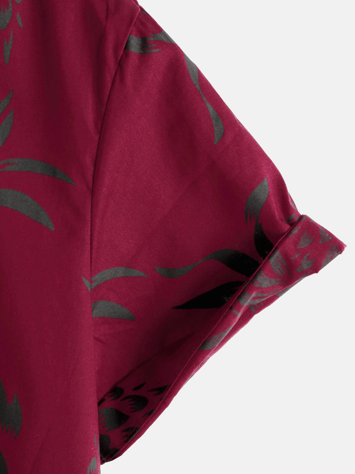 Chemise hawaïenne boutonnée à manches courtes en coton imprimé ananas pour homme