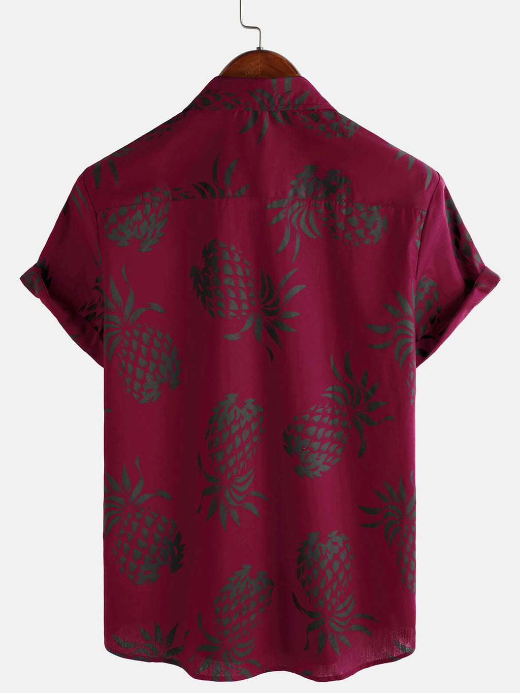 Chemise hawaïenne boutonnée à manches courtes en coton imprimé ananas pour homme