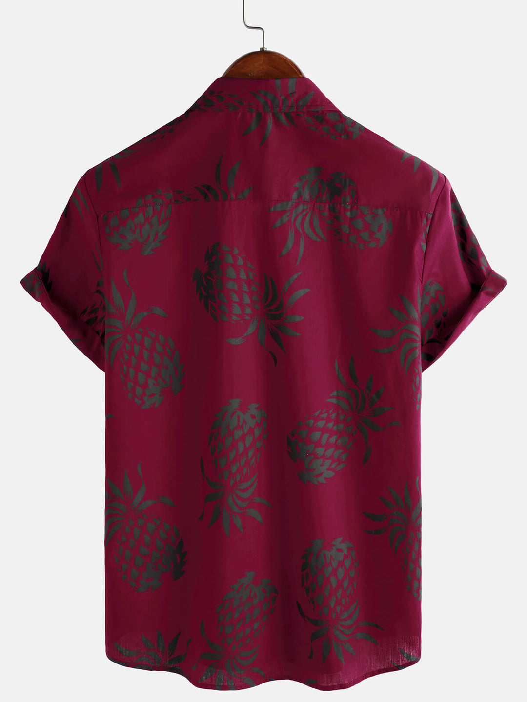 Chemise hawaïenne boutonnée à manches courtes en coton imprimé ananas pour homme